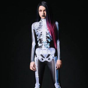 New Badinka X-Ray Skeleton Costume Jumpsuit Medium